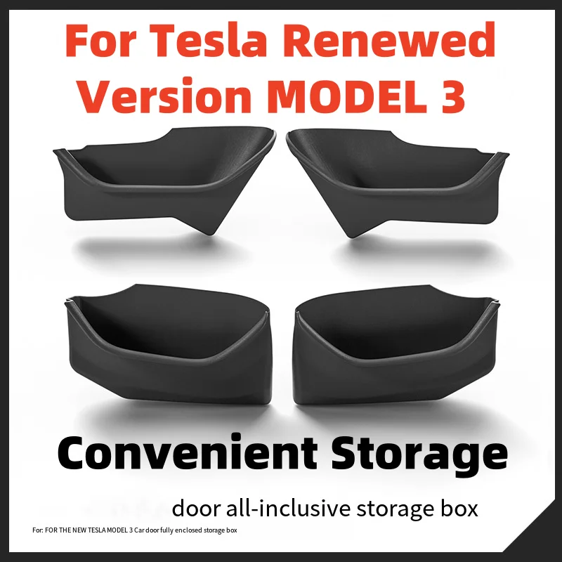 

2024 For Tesla New Model 3+ Highland Rear Full Storage Box Door Handle Armrest Tray Silicone Organizer Cover Car Accessories