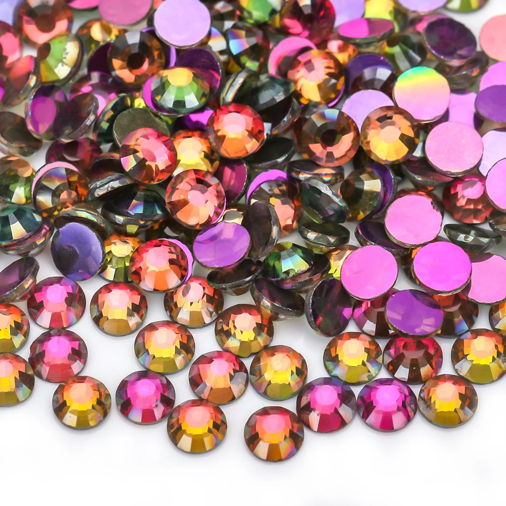 VC New Fluorescence Glitter Neon Non Hotfix Rhinestones Bright DIY Nail Art Crystals Diamond Strass Gems for Charms Dress