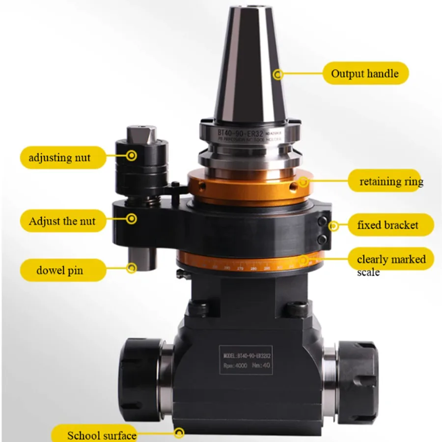 CNC machining center double headed steel shell BT40-BT50 right angle milling head 90 degree angle head ...
