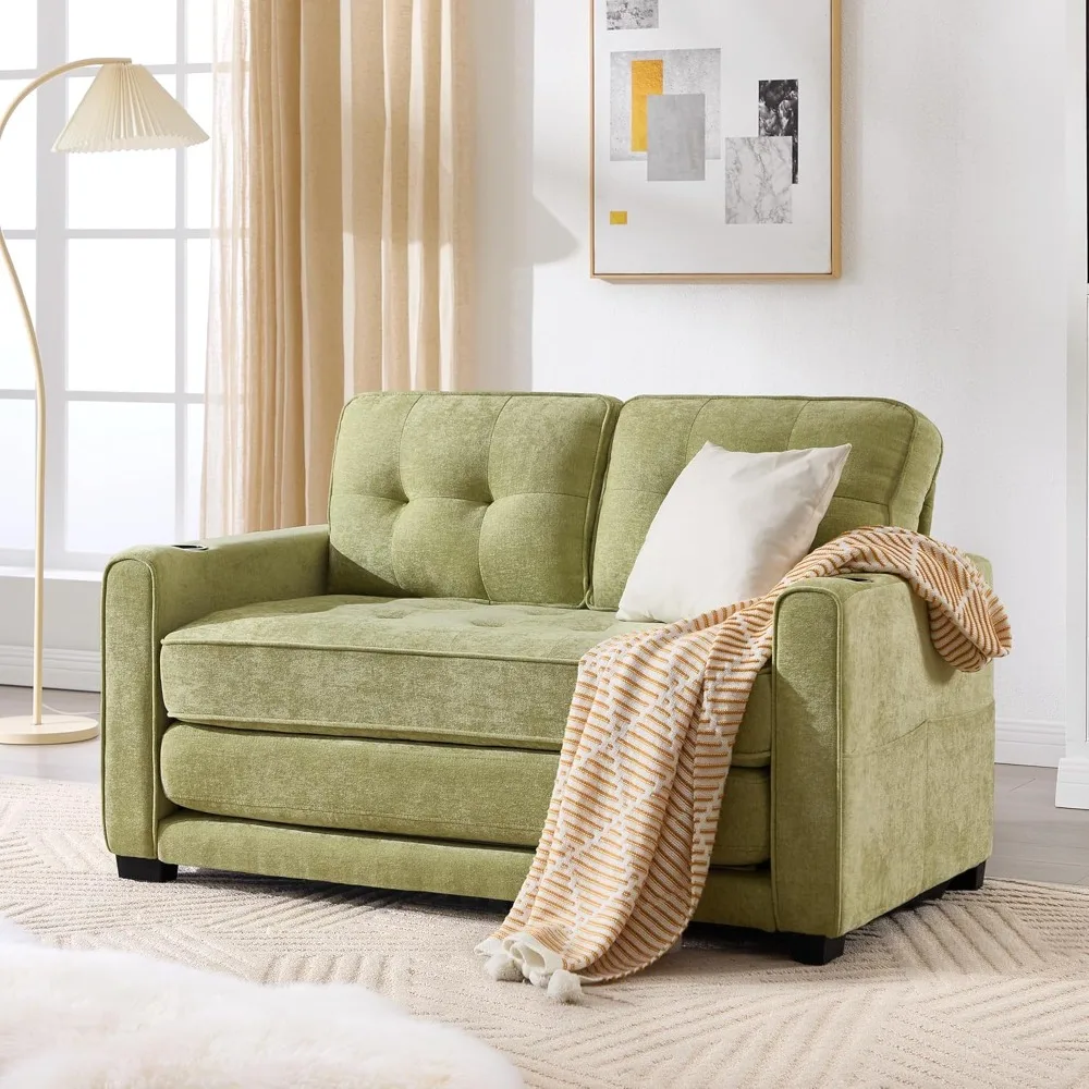 린넨 패브릭 컨버터블 소파 베드, 2-in-1 접이식 소파 침대, 풀아웃 러브시트 슬리퍼 소파, 접이식 플로어 푸톤 소파