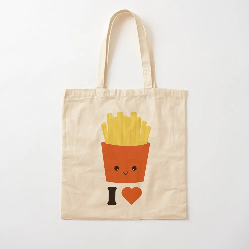 

I love French fries Cute Kawaii pattern fast food junk food chips Cute food Tote Bag tote bag free delivery bags Canvas Tote Bag