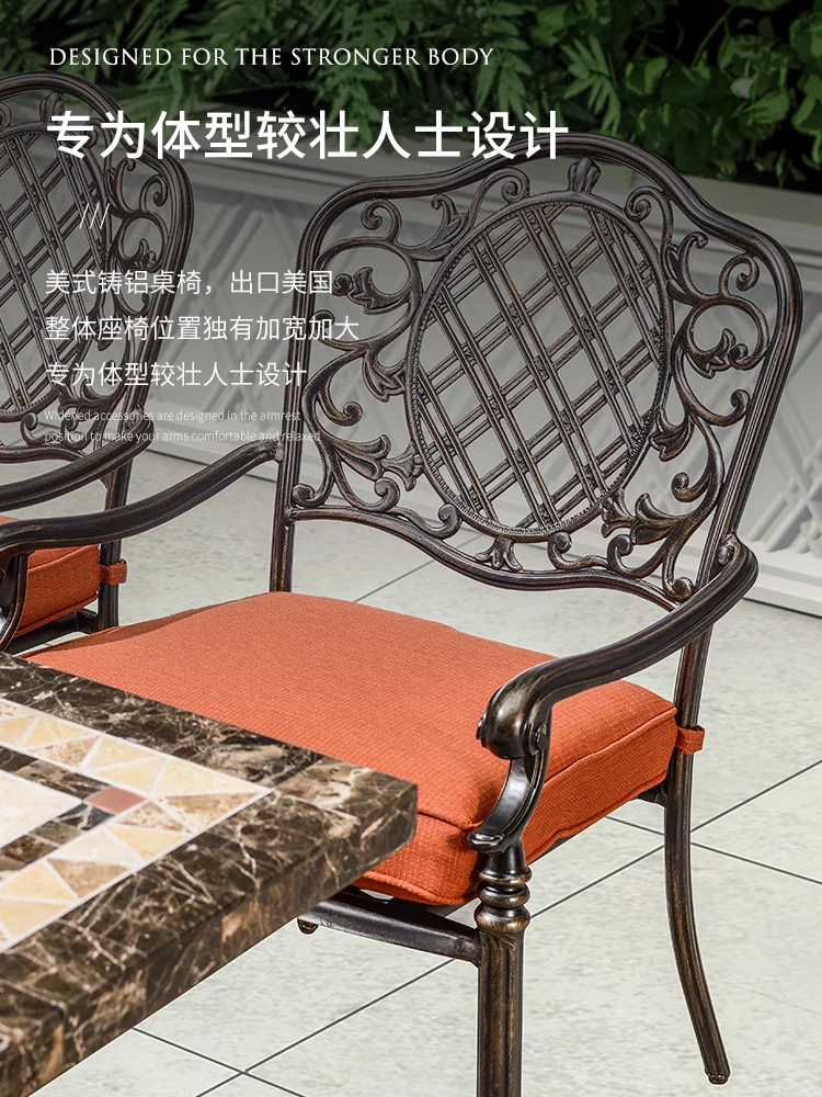 Cast aluminum tables and chairs outdoor courtyard garden outdoor marble long table iron art outdoor leisure table and chair comb