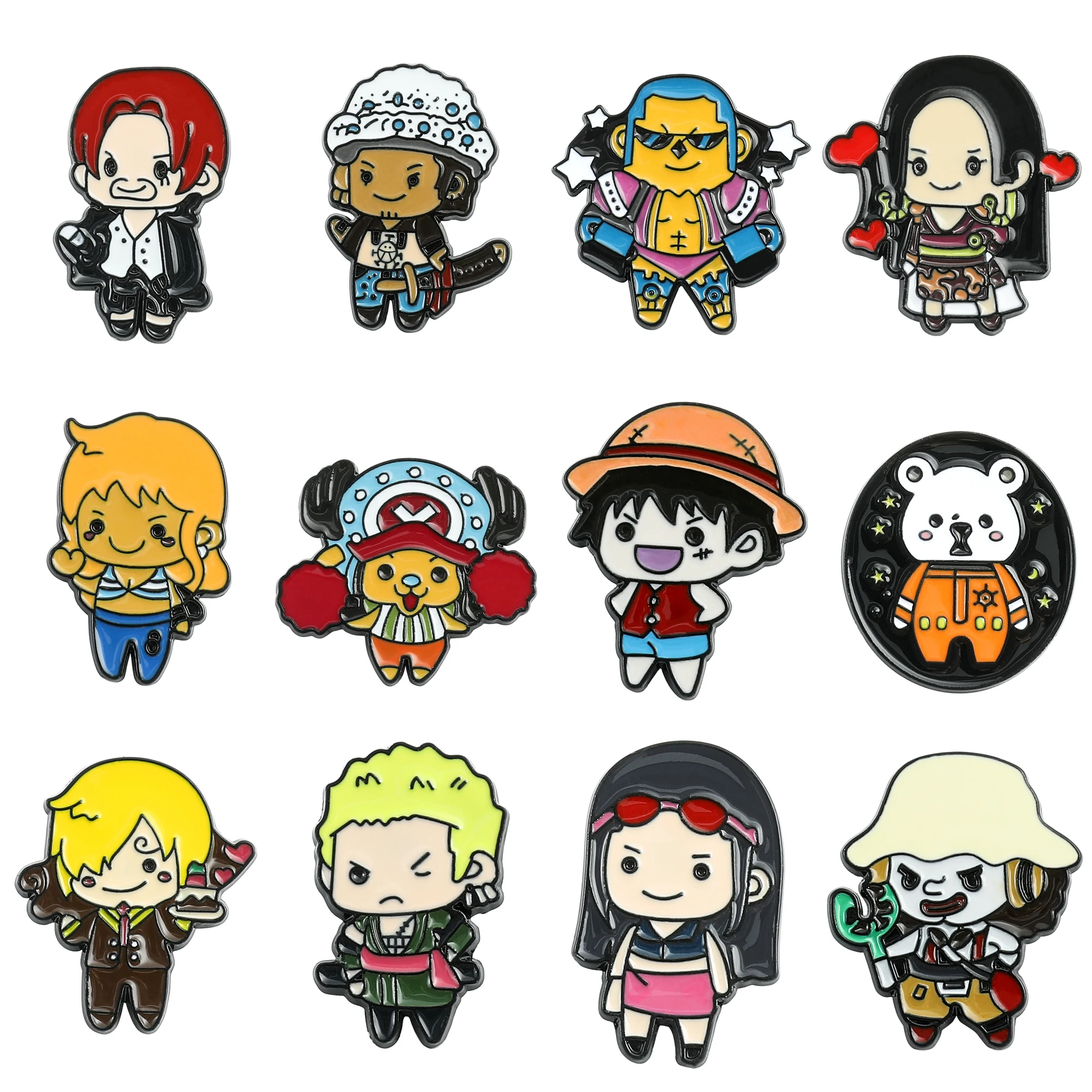 Broche de esmalte de figura de una pieza, joyería de mono D Luffy Roronoa Zoro, insignia de botón de dibujos animados para ropa, sombrero, bolsa, accesorios, regalos