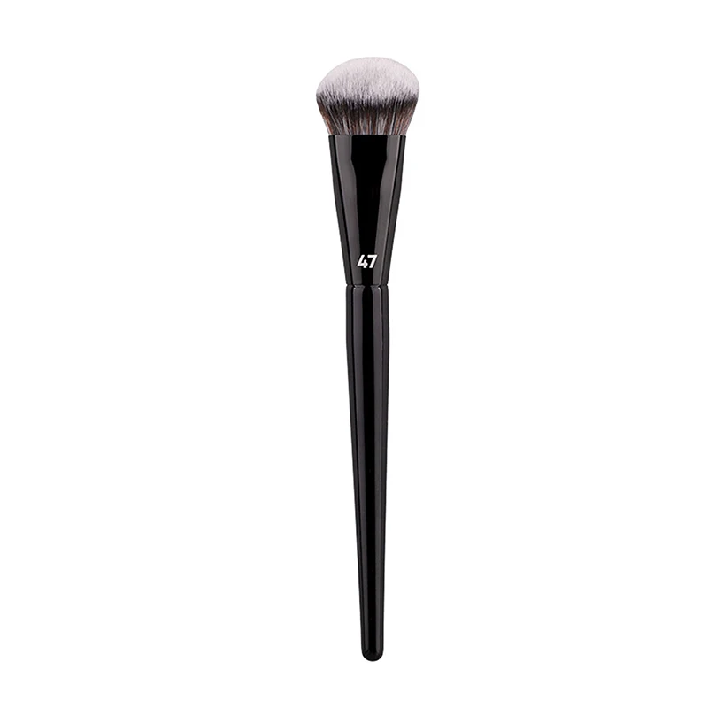 Cepillo de base de cabeza plana de tubo redondo plano con caja, cepillo de maquillaje corrector de rubor en polvo, herramienta de maquillaje amigable con la piel