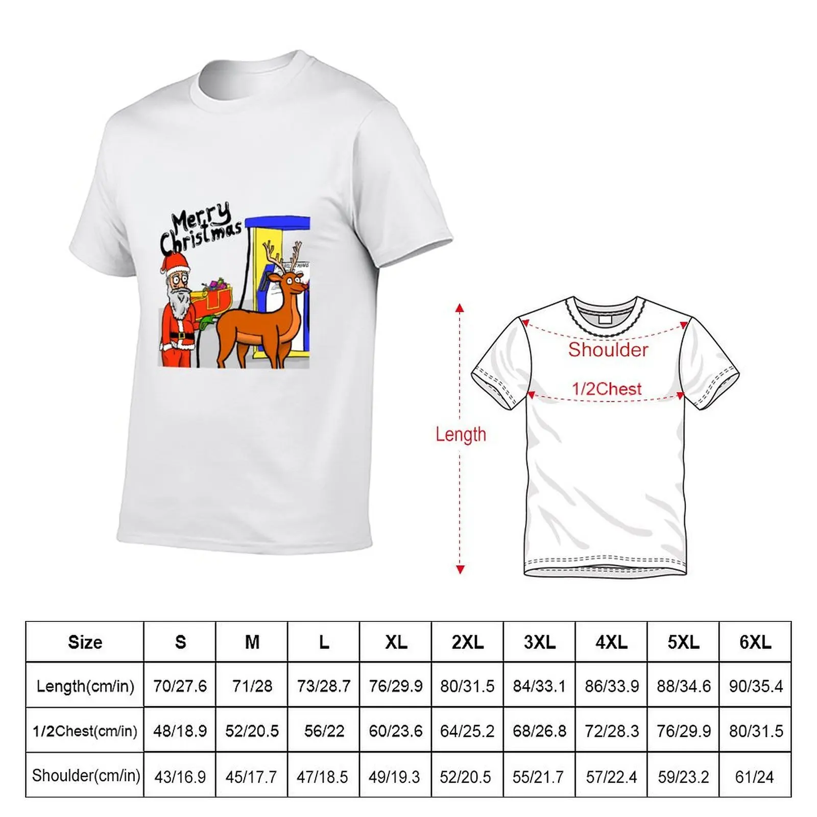 Santa fuelling up Rudolph T-Shirt anime t shirts oversized t shirt Men's t shirts
