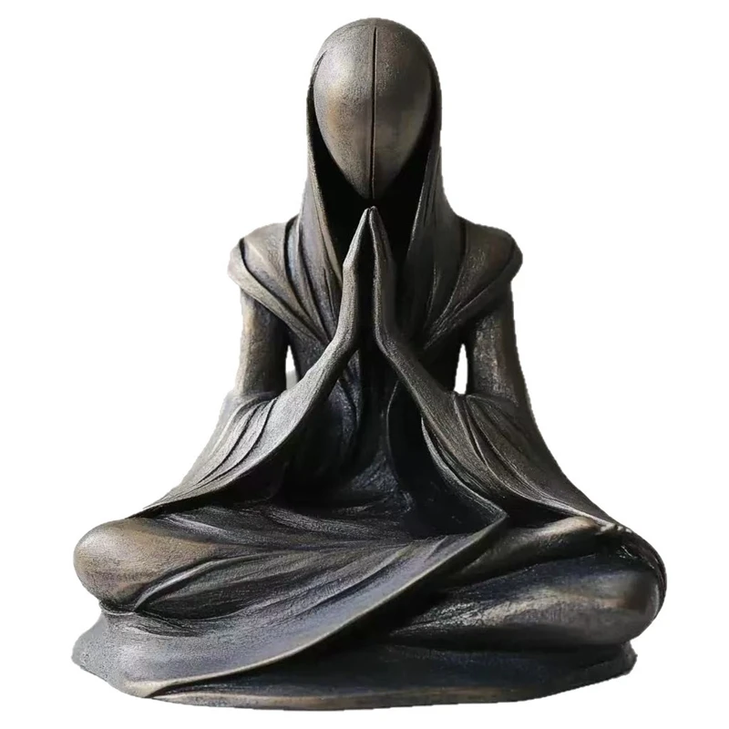 Meditation Alien Statue Resin Handmade Sculpture Yoga Zen Desktop Decor Unique Gift For Home Office