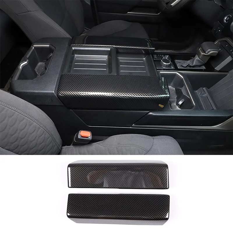 For 2022-2023 Toyota Tundra Sequoia ABS carbon fiber car armrest box panel protective cover sticker car interior accessories