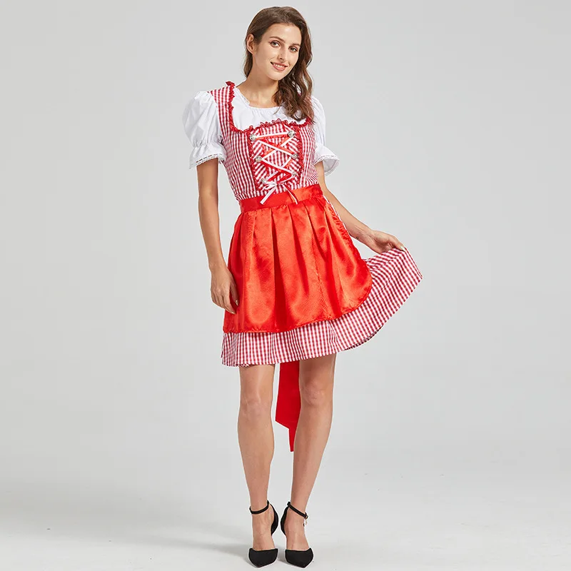 

New Halloween Style German Beer Girl Dress Large Size Barmaid Costume German Oktoberfest Dress