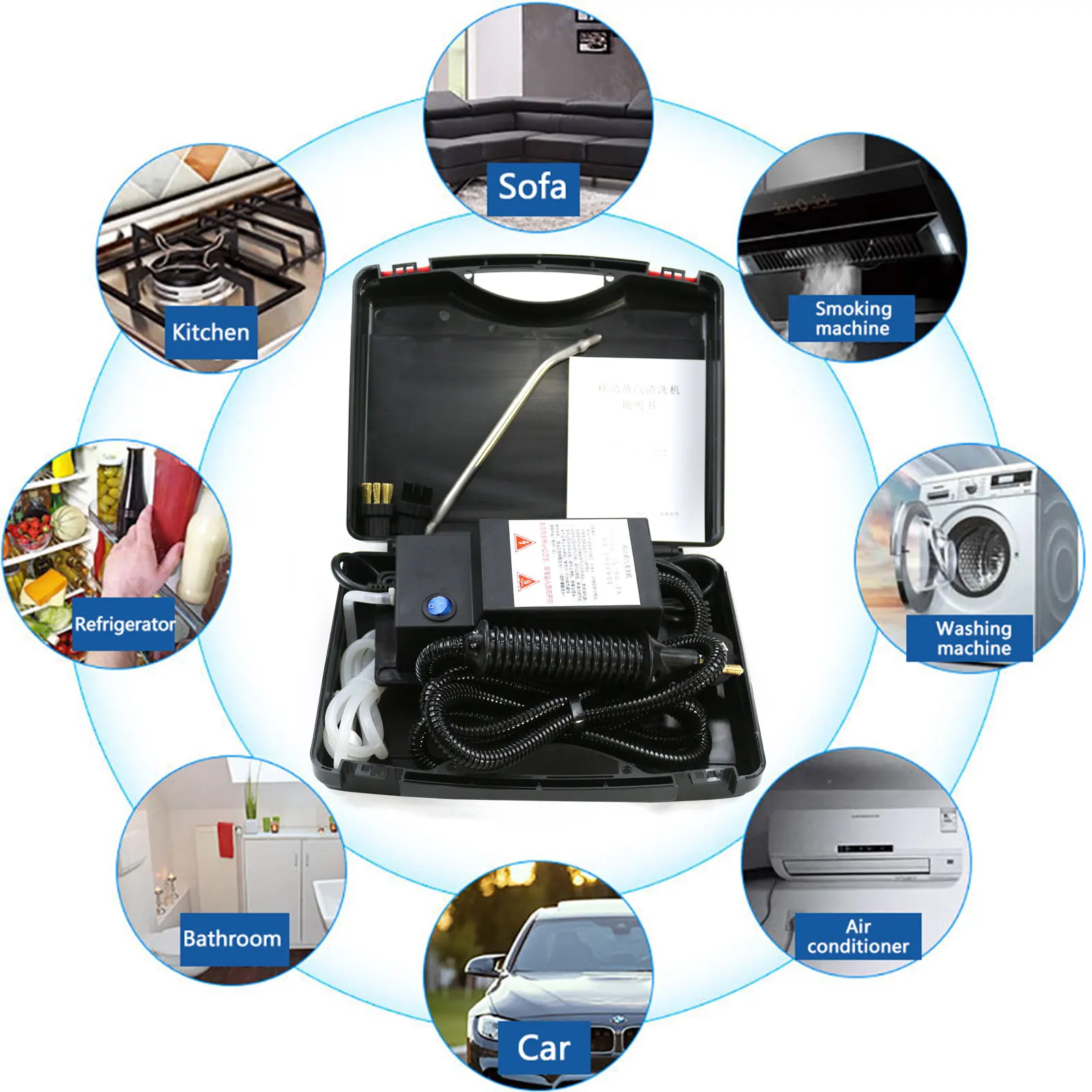 1700W Handheld High Pressure Steam Cleaner Machine Automatic Mobile Detailing Steam Cleaning Home110V