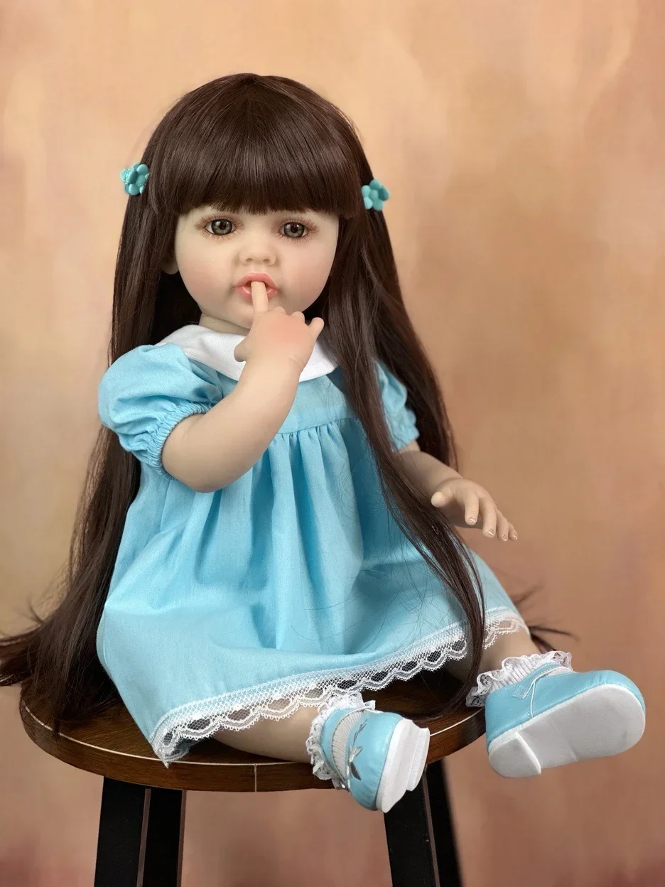 

55 CM Full Body Silicone Reborn Baby Doll Toy 22 Inch Lifelike Princess Girl Toddler Art Bebe Birthday Gifts for Child