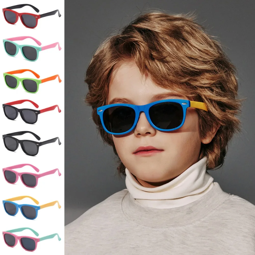 

Fashion Anti UV Polarizer Sunglasses TAC Lightweight Kids Sun Glasses Cool Splicing Color Big Frame Eyewear Children