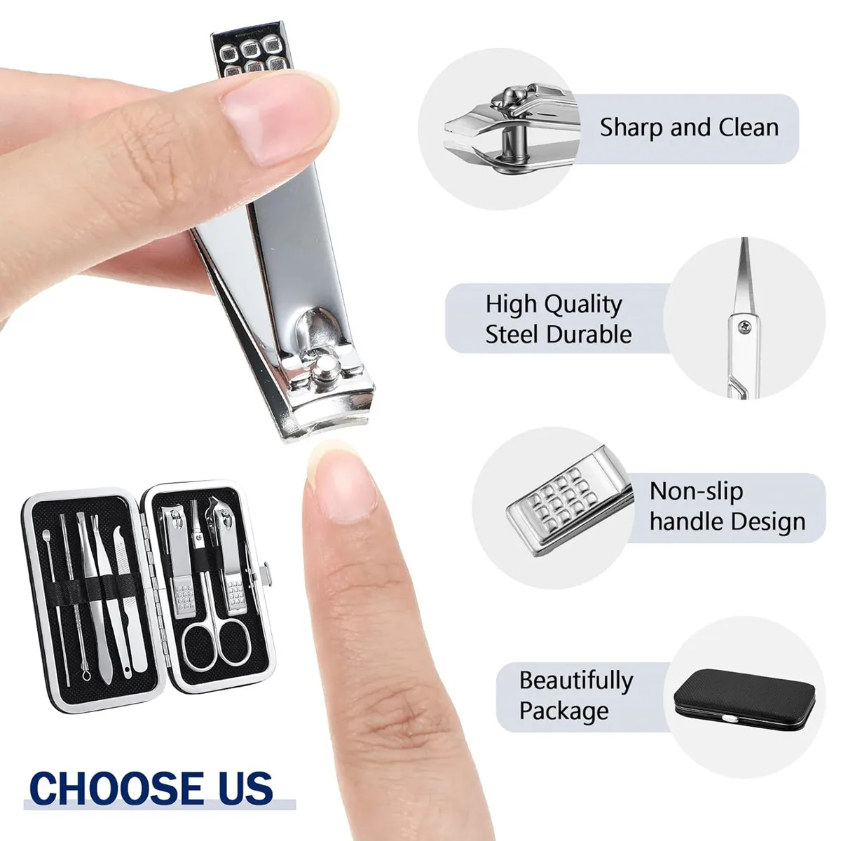 8Pcs Maniküre Kit Nagel Schneider Clipper Set Haushalt Edelstahl Ohr Löffel Pediküre Schere Werkzeug Für Schönheit