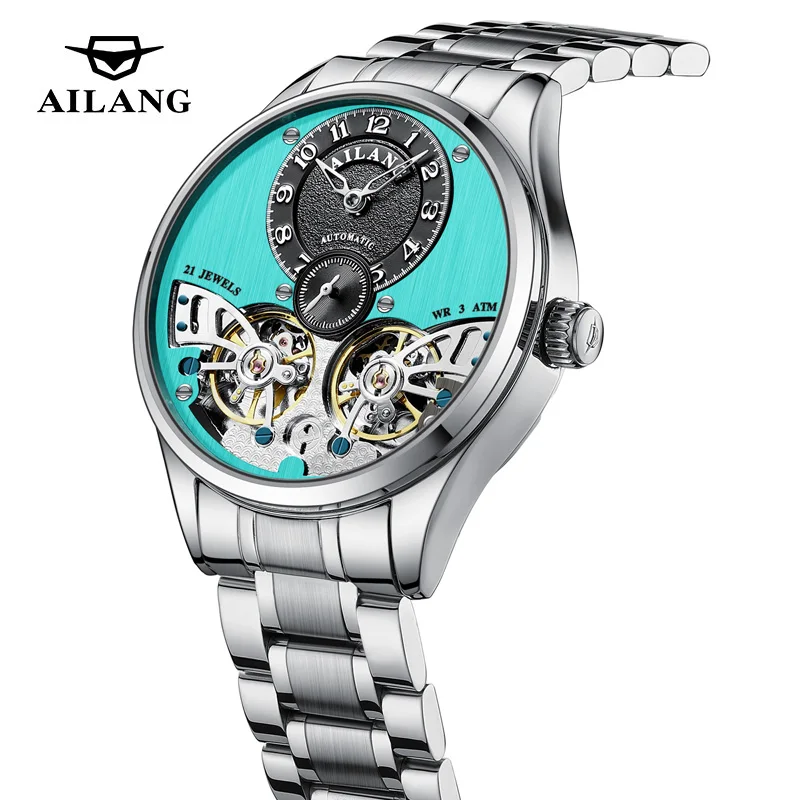 

AILANG 2026, новые роскошные часы с двойным турбийоном, мужские механические часы из нержавеющей стали, мужские водонепроницаемые спортивные часы Reloj Hombre