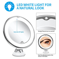 10x Magnifying Vanity Mirror with Lights Touch Screen LED Lighting Dressing Makeup Lamp Bottom Sucker Flexible  Portable Design