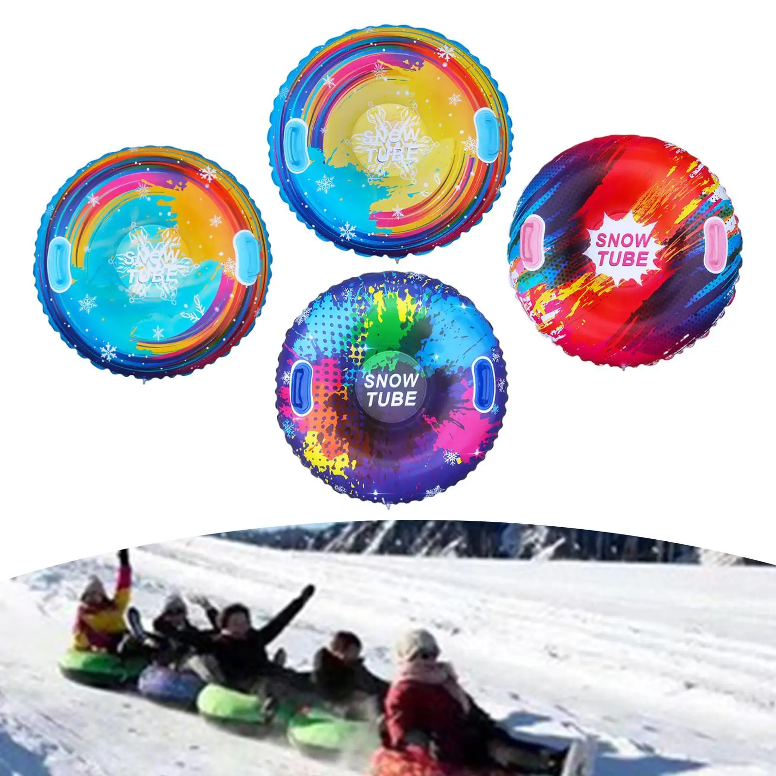 

Inflatable Snow Tube Sleigh Anti Tip Snow Ring for Holidays Sledding Skiing