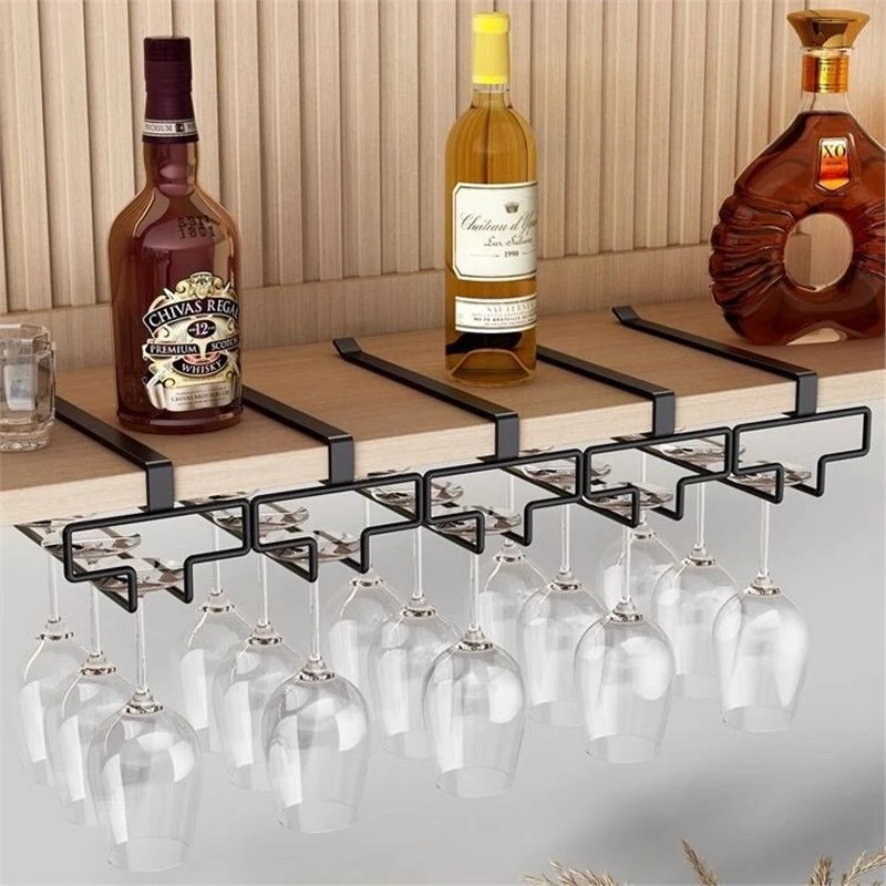 Hanging Red Wine Glass Storage Rack, Home High Footed Cup Storage Rack Without Punching Holes, Inverted Drain Rack