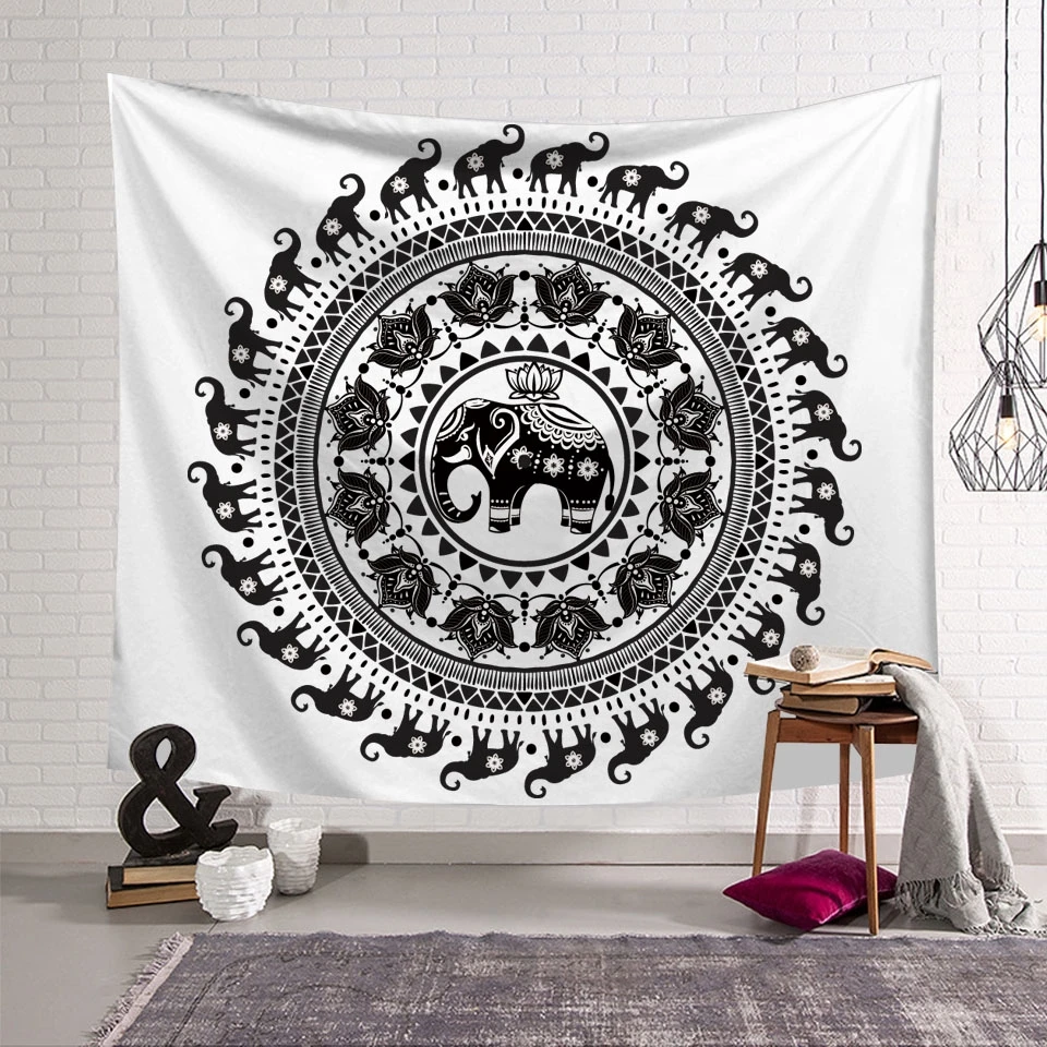 Bedroom Living Room Tapestry Home Decor Elephant Peacock Style Abstract Mandala Digital