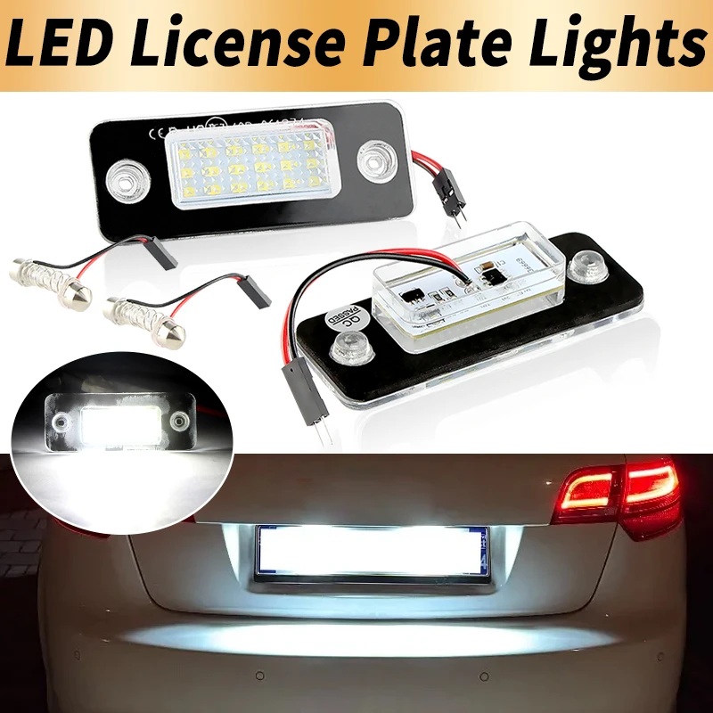 2PCS LED License Plate Lights Canbus ​For Audi A8 S8 Quattro D3 4E2 4E8 2002 2003 2004-2010 Number Plate Lamps Car Accessories