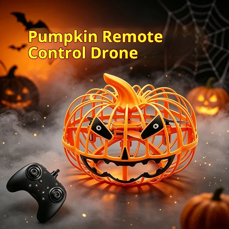 Halloween Pumpkin Flying Orb Ball Drone Full Protection Cage for Gift RC Hover Toy Outdoor Indoor Play