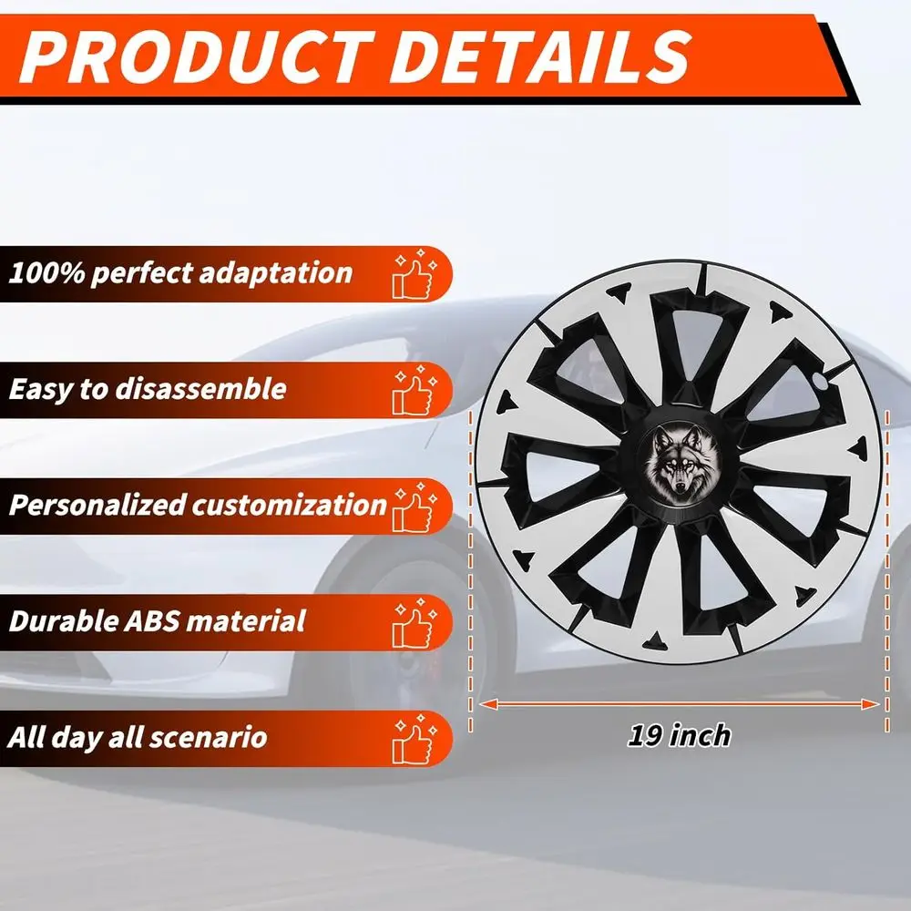 19 Inch Wheel Covers Fit for Tesla Model Y Hubcaps with Full Rim Protection, Sport ABS Wheel Covers Compatible with Tesla Model