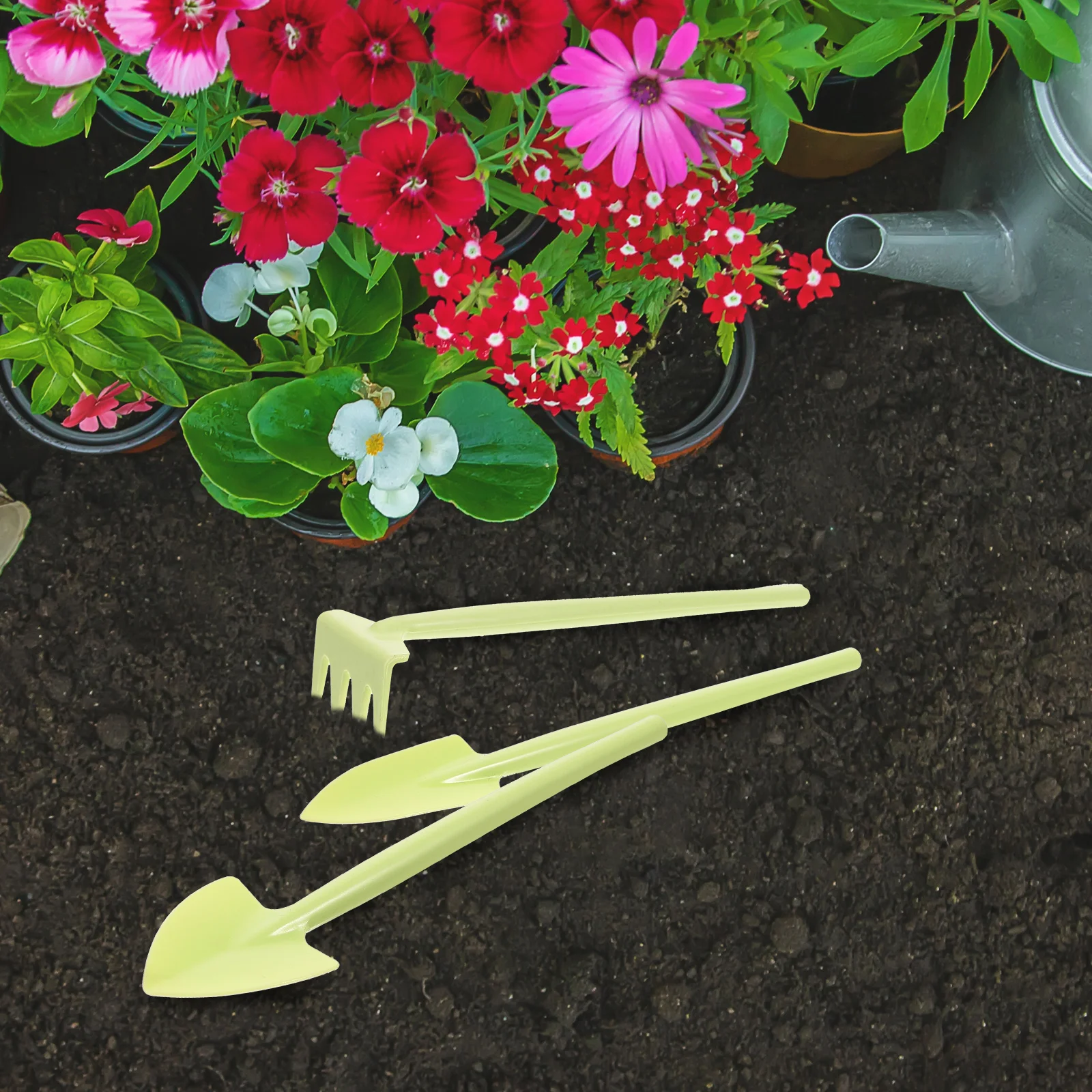 

Mini Gardening Tools Set 3 Piece Green Plastic Shovel Trowel Rake for Kids Planting Soil Cultivating Mothers Day Gifts