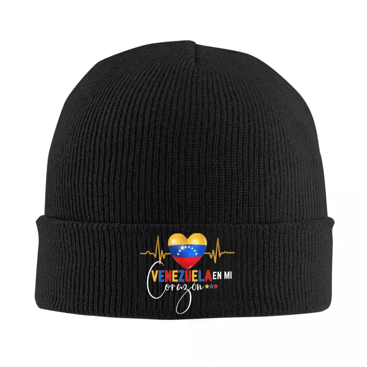 Venezuela En El Corazon Venezuelan Pride Knitted Caps Women's Men's Beanies Autumn Winter Hats Casual Cap