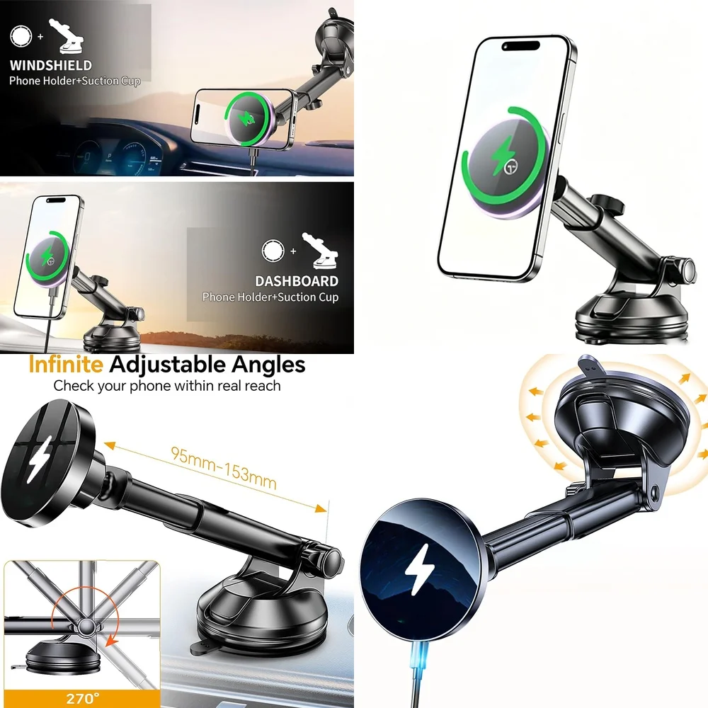 Hot Electronics Products Magnetic Wireless Car Charger Fast Charging Windshield Car Phone Holder Consumer Electronic Accessories