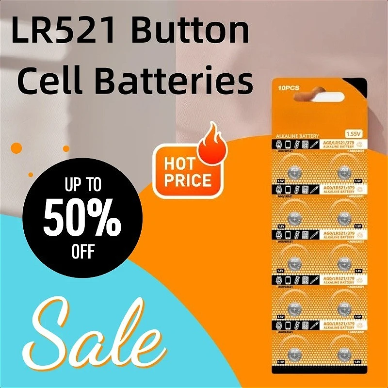

AG0 LR521 Button Cell Batteries for Quartz Watch Clocks LR69/SR521SW