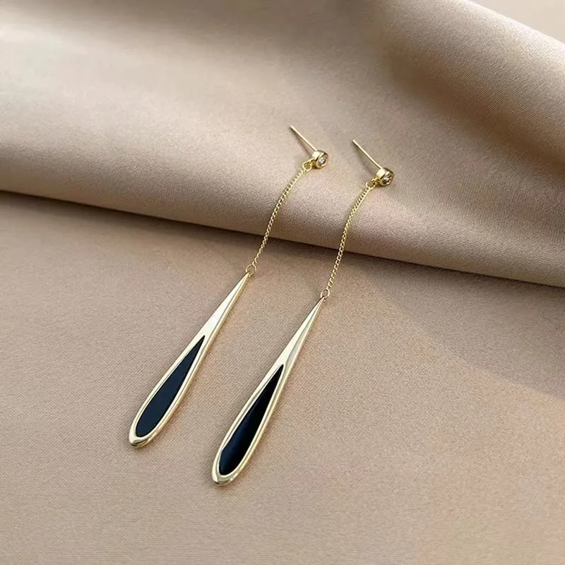 Simple Geometric Square Drop Earring For Women Korean Fashion Gold-color Line Long Tassel Dangle Earrings Party Jewelry Gift image 5