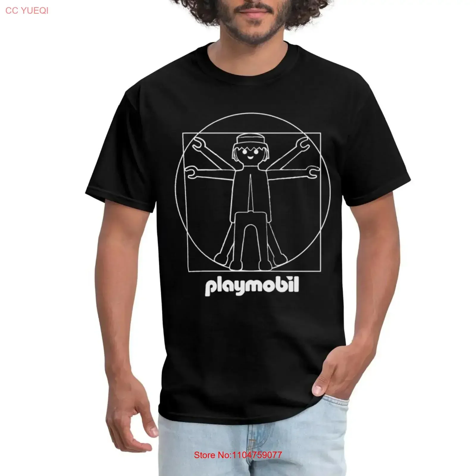 Nueva camiseta Playmobil In Vitruvian Man Design para hombre, ropa de diseñador vintage lavada, gráfico de moda versátil, transpirable