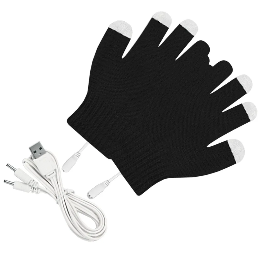 

1Pair USB Heating Gloves Knitted Touchscreen Warm Gloves for Winter Outdoor Riding Skiing Thermal Mitts Windproof Hand Warmers