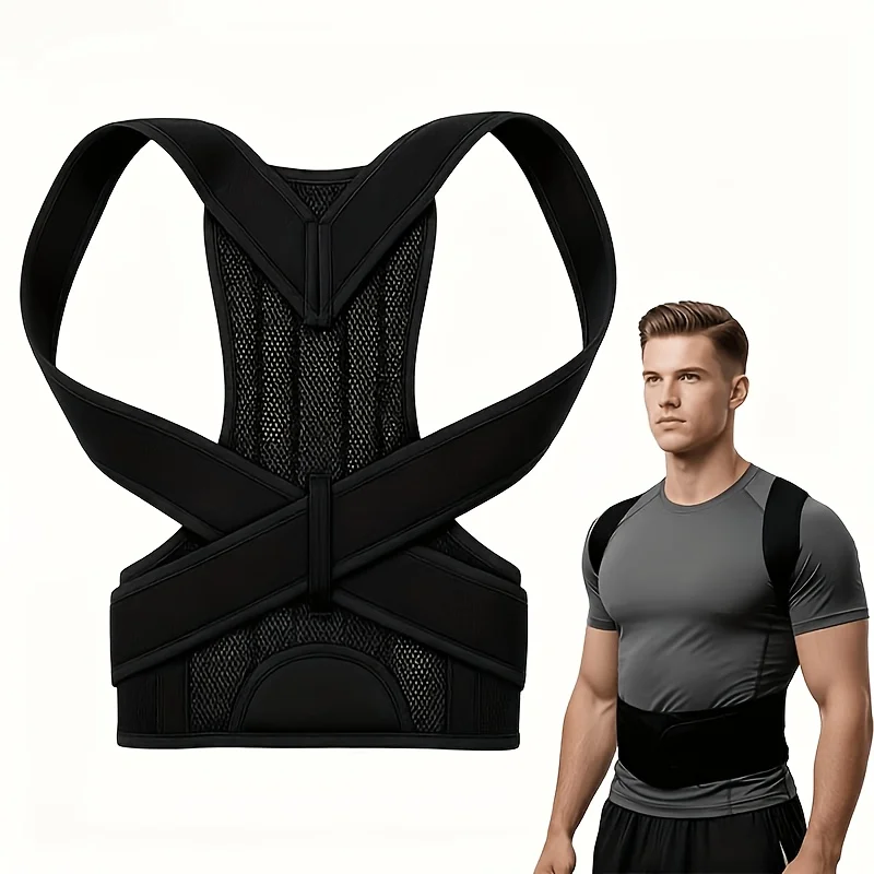 (Recommended to Order One Size Larger) PU Material Long Back Support Strap | Waist, Back, Shoulder Strap | Adjustable Breathable