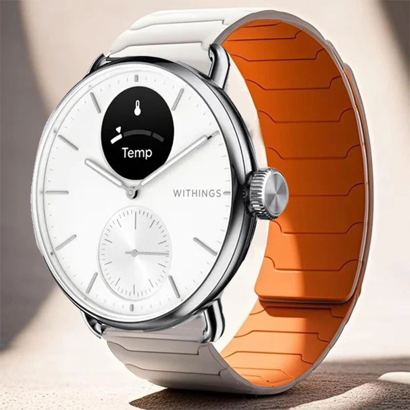 20mm Silicone Magnetic Strap For Withings ScanWatch 2 42mm/ScanWatch 42mm Sport Band For Withings Steel HR 40mm/Nova/HR Sport