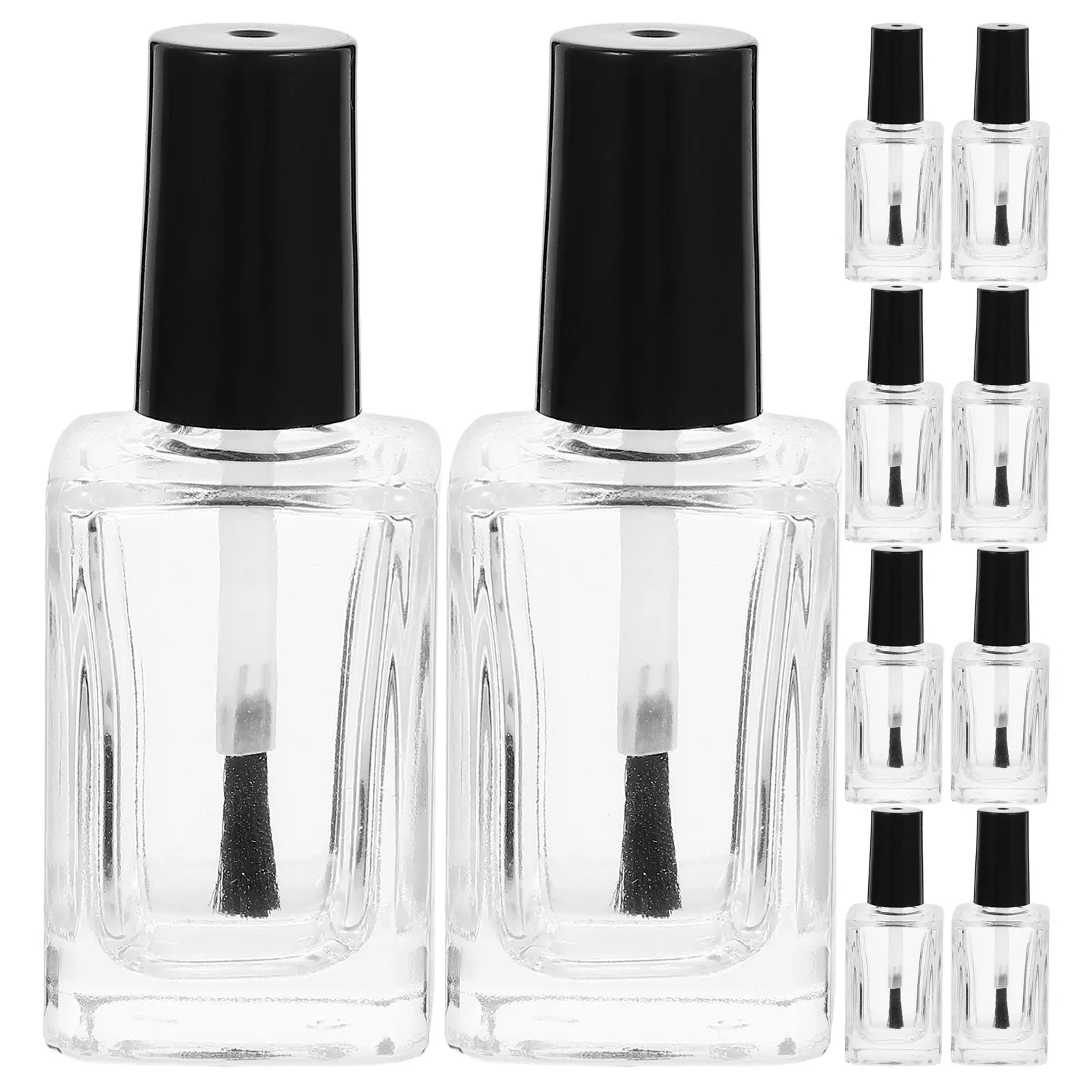 

15 Pcs Nail Polish Bottle with Brush Black Empty Container DIY Mini Glass Plastic