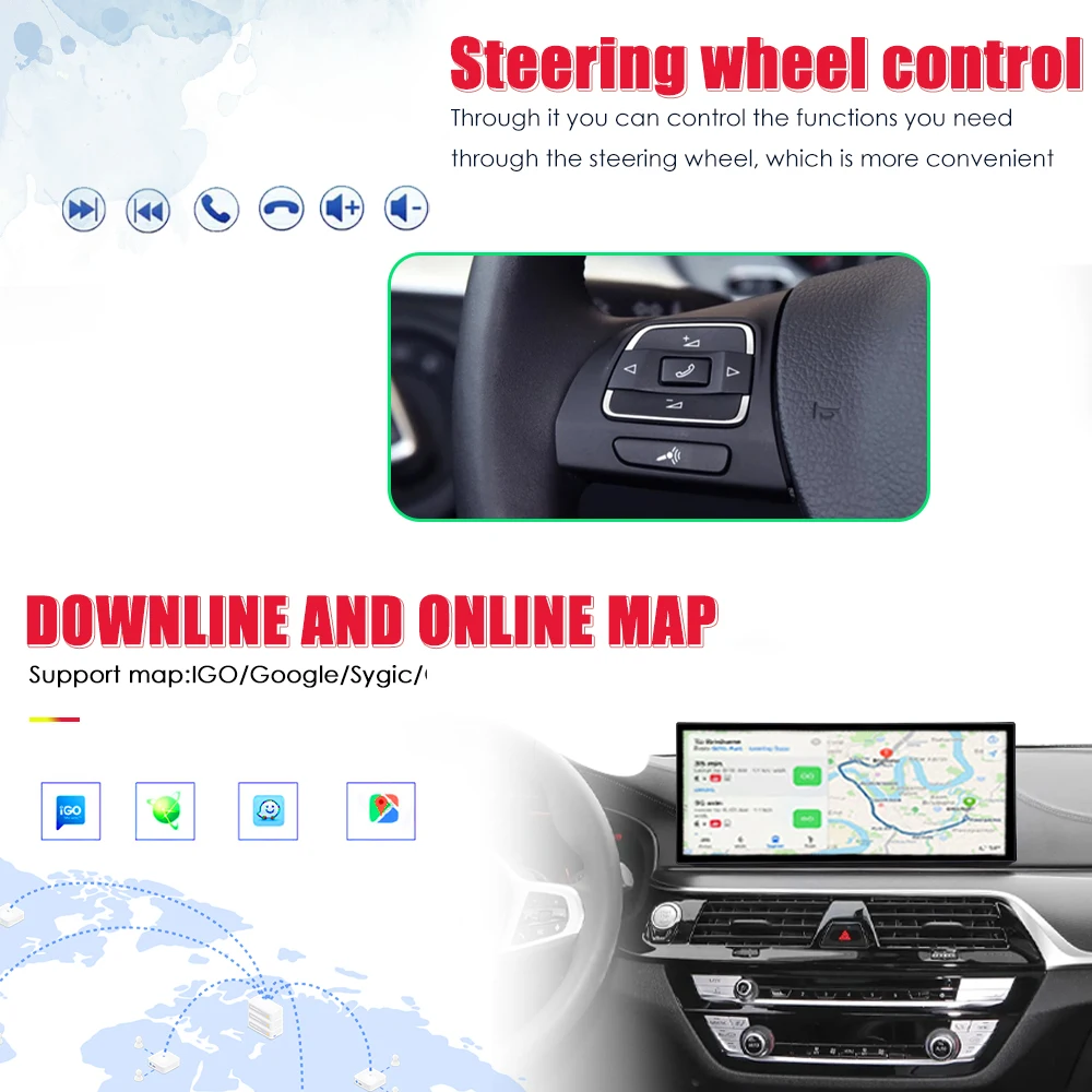 أندرويد السيارات راديو السيارة مشغل فيديو Carplay شاشة تعمل باللمس لسيارات BMW 5 Series F10 F11 2011 - 2017 CIC NBT نظام GPS ستيريو WIFI