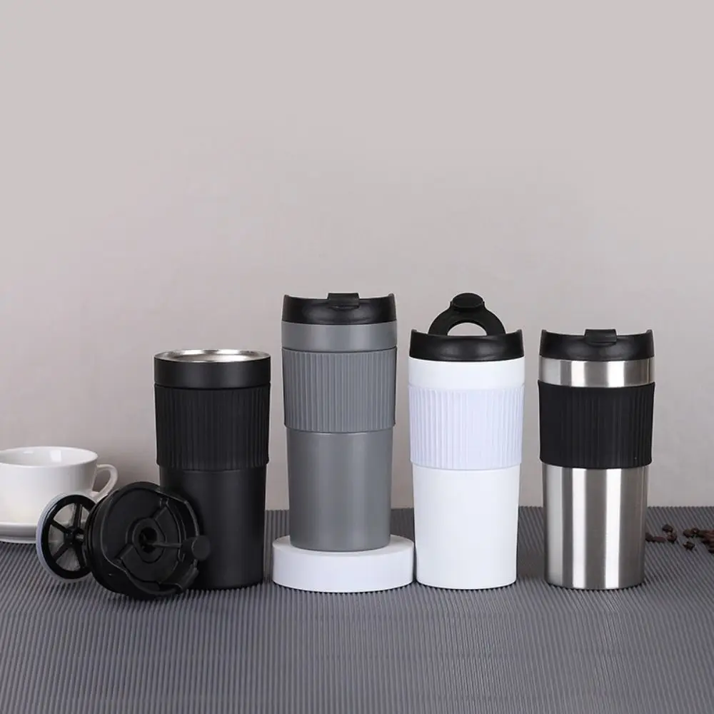 Spill Proof Travel Coffee Mug Reusable Seal Lid Tea Press Tumbler Vacumm Insulated Stainless Steel Cold Brew Coffee Maker Home