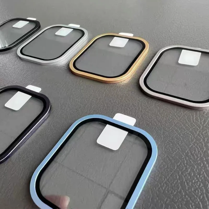 2PCS Tempered Glass for Apple Watch Ultra 49mm Titanium Metal Frame Anti-Scratch film Ultra 2 49 mm Screen Protector Accessories