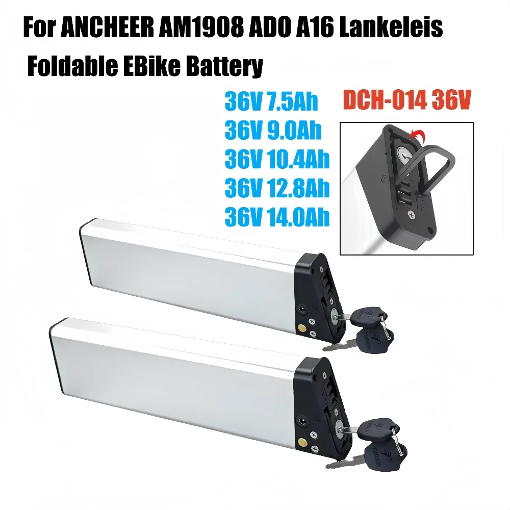 DCH014 para ANCHEER AM1908 cremallera Z4 Panda XL batería de bicicleta plegable 36V 10.4Ah 12.8Ah batería de bicicleta para VIVI F20 FM20 Lankeleisi A6