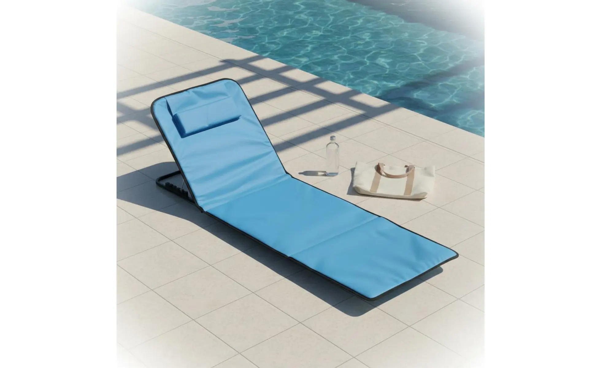 Portable Beach Lounger Foldable Folding Beach Lounger Adjustable Ground Chair Built-in Pillow Camping Floor Seat Storage Pocket