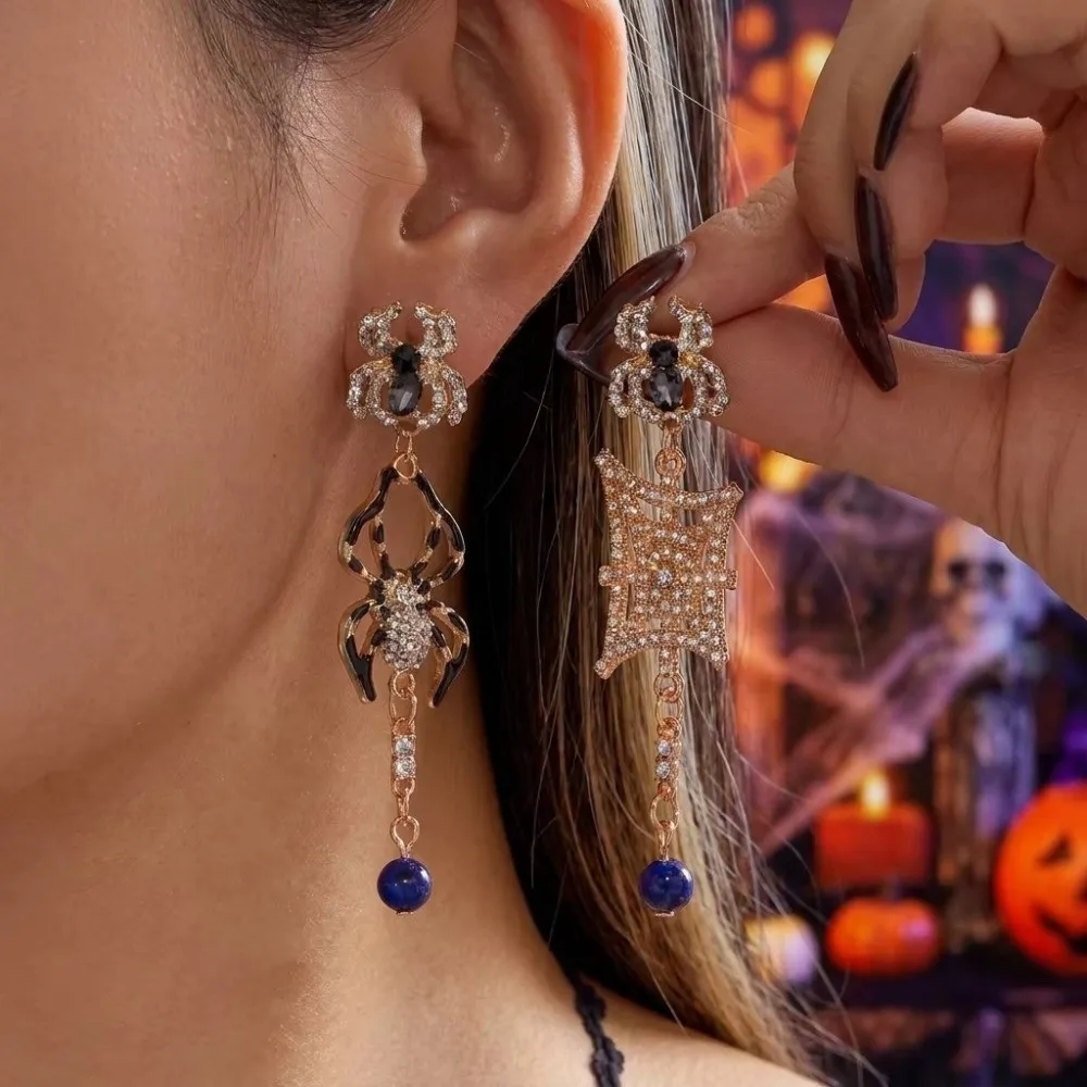 Holiday Special Alloy Material Halloween Earrings Long Tassel Design Dripping Oil Effect Drop Earrings Ghost Earrings For Women