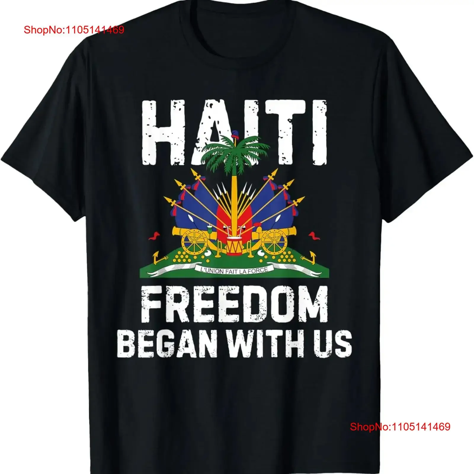 تي شيرت Freedom Began With Us Happy Haitian Flag Day هايتي تي شيرت عتيق مغسول قليلاً وقابل للتنفس أنيق #1