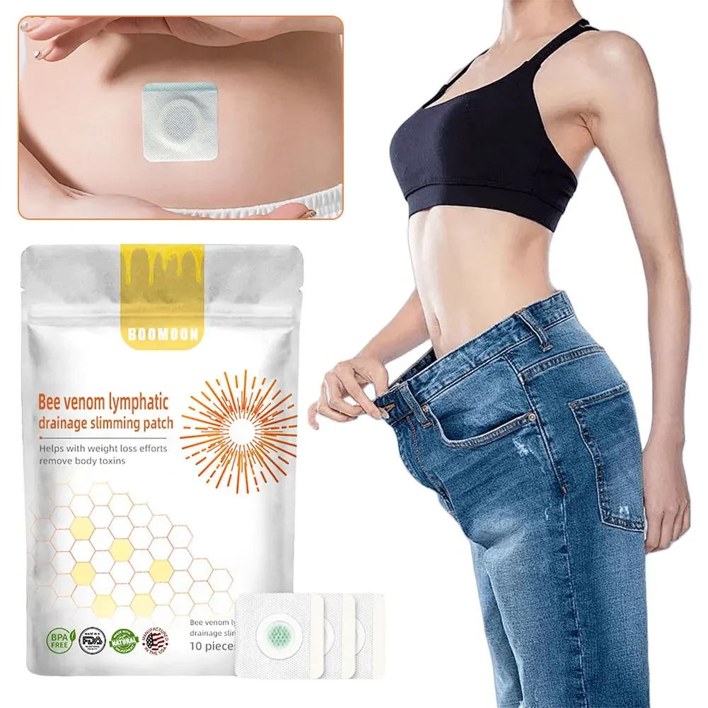 7/10Pcs Fat Burning Anti-Swelling Slimming Patch Lymphatic Detoxification Detox Abdominal Bee Venom Patches for Body Care Beauty