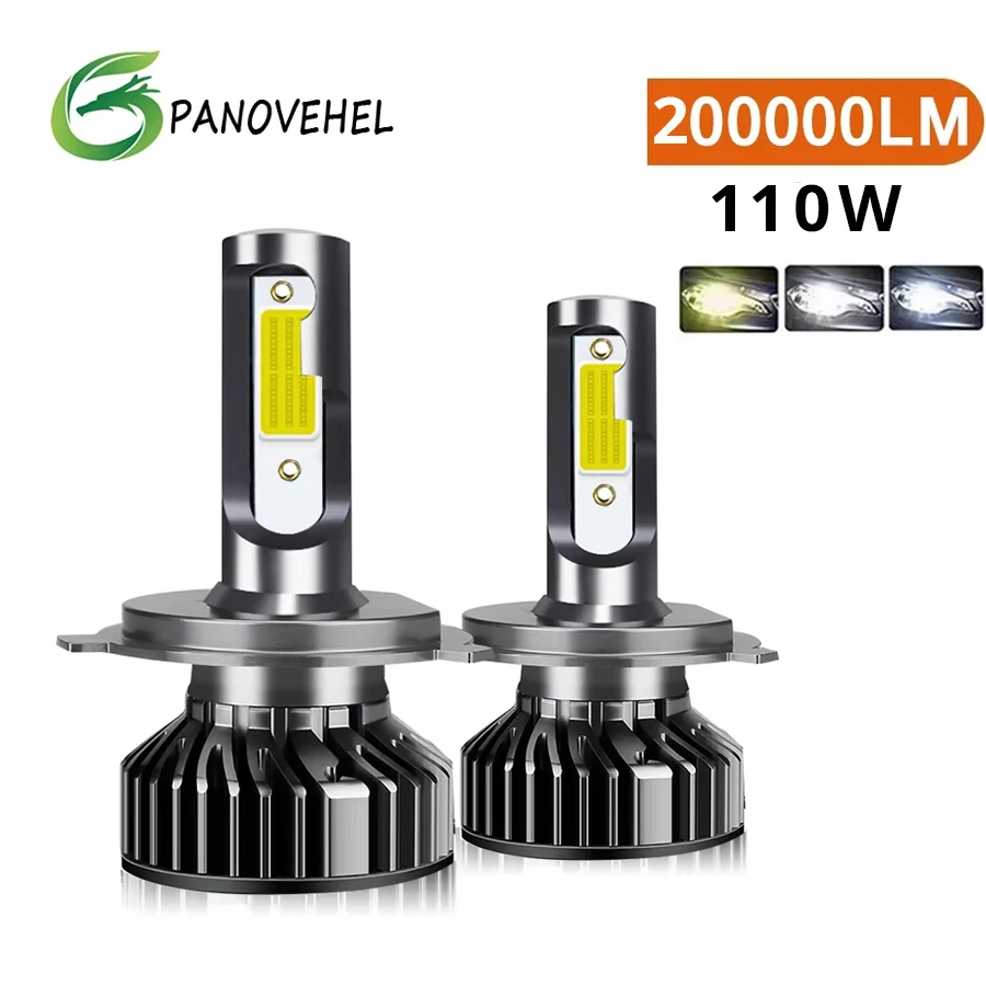 PANOVEHEL Led Lights for Car 200000LM 110W 6000K 8000K 9005 HB3 H1 H4 Led Headlight H3 H7 LED H11 9006 HB4 Led Bulbs Light 12V