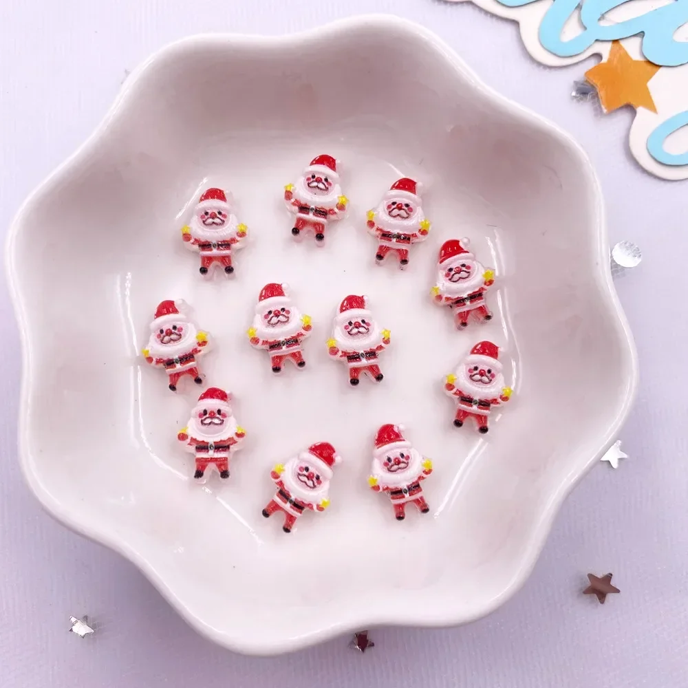 30pcs Resin Colorful Santa Claus Snowman Christmas Tree Deer Holy Fire Flat back Rhiestone Nails Art Decor DIY Scrapbooks Decor