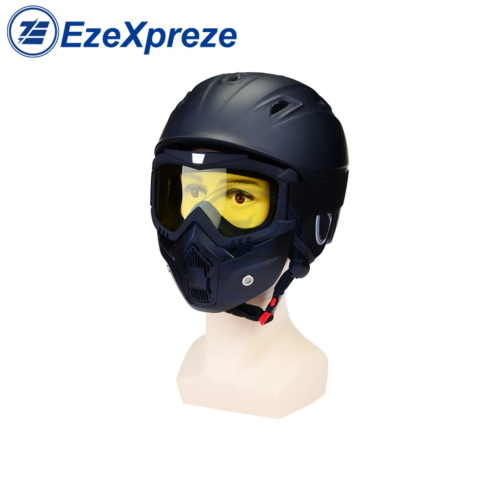 Ski Snowboard Motorcycle Windproof Cruiser Folding Goggles Glasses removable face mask cover For Biker Helmet with Mouth Filter