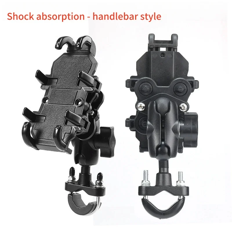 

Motorcycle Electric Bike Mobile Phone Holder Aluminum Handlebar Bicycle Riding Bracket GPS Mount Phone Holder W/ Shock Absorber