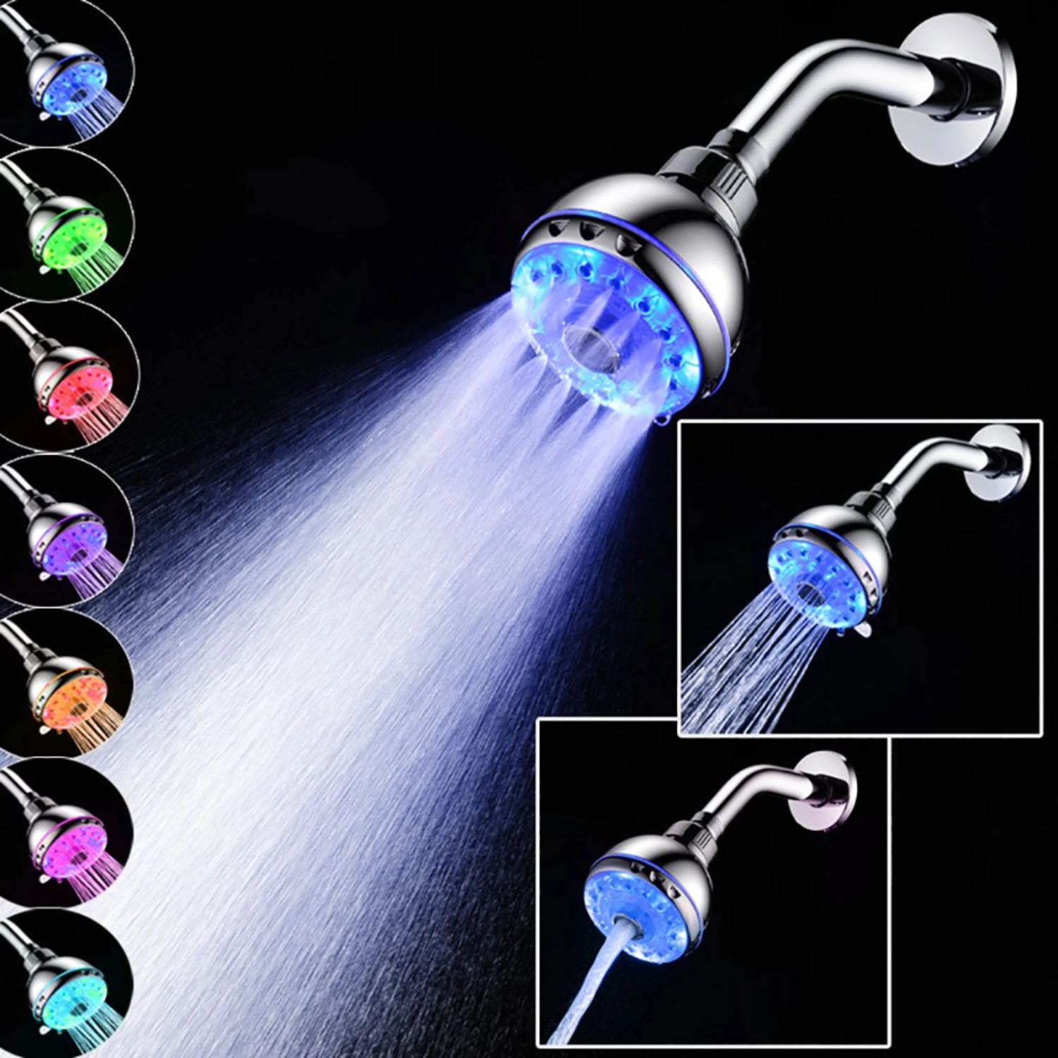 RGB 7 Colorful LED Light Water Bath Shower Head Filtering System