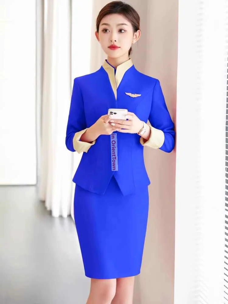 Hôtesse réception étiquette vêtements de travail Hong Kong Cathay Pacific uniforme agents de bord jupe professionnelle costumes in013