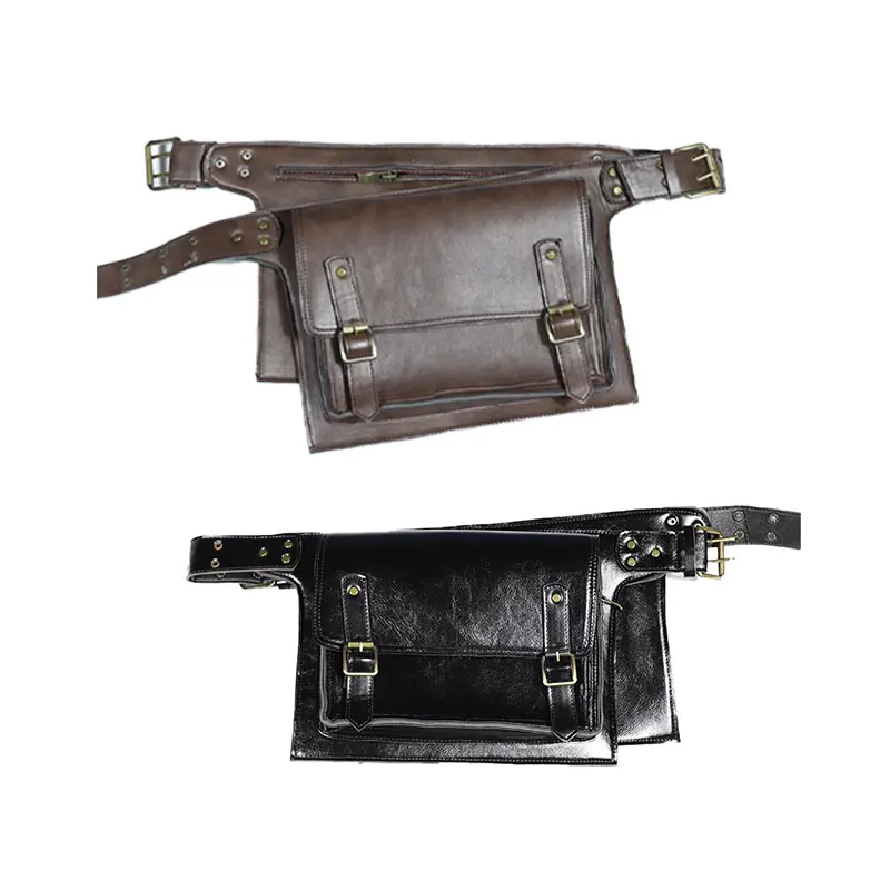 Retro Medieval Women Waist Bag Pu Leather Coin Purse Steampunk Hip Pocket Renaissance Purse Belt Bag Knight Pirate Cosplay Prop