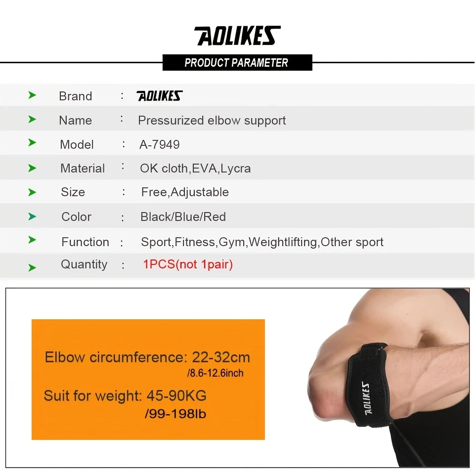 AOLIKES 1PCS Tennis Elbow Brace,Pain Relief for Tennis Elbow & Golfer\'s Elbow,Tendonitis Elbow Brace Support & Strap for Men